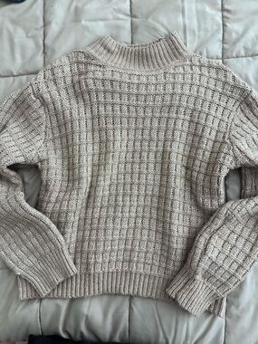 Freshman Cream Waffle-Knit Mock Neck Sweater